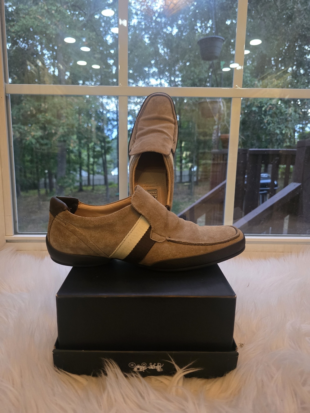 Coach Irwin Men’s Loafers Size 9D Tan Suede Made in Italy Slip On Shoes
